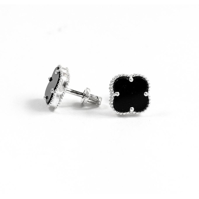 Срібні Пусети Van Cleef з Оніксом Срібні Пусети Van Cleef з Оніксом