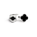 Срібні Сережки Van Cleef конюшина з Оніксом Срібні Сережки Van Cleef конюшина з Оніксом