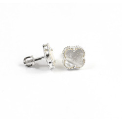 Серебряные Пусеты Van Cleef с перламутром Серебряные Пусеты Van Cleef с перламутром