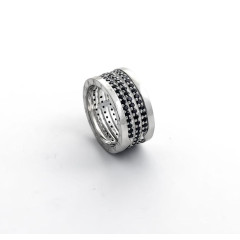 Кільце широке з чорними каменями Bvlgari