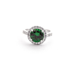 Серебряное Кольцо с зеленым фианитом