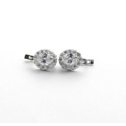 Серебряные Сережки с овальным камнем
