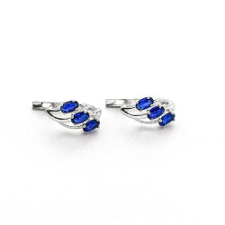Сережки из серебра с синими фианитами