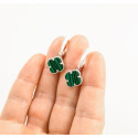 Срібні Сережки Van Cleef з Малахітом