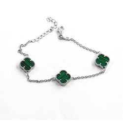 Серебряный Браслет Van Cleef с малахитом