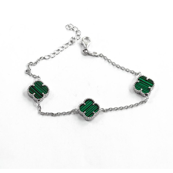Срібний Браслет Van Cleef з малахітом Срібний Браслет Van Cleef з малахітом