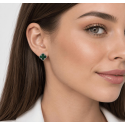 Серебряные Серьги Van Cleef клевер с малахитом Серебряные Серьги Van Cleef клевер с малахитом