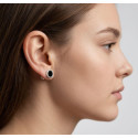 Серебряные Пусеты круг Van Cleef с ониксом