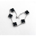 Срібний браслет Van Cleef з оніксом 5 конюшин