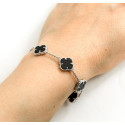 Срібний браслет Van Cleef з оніксом 5 конюшин