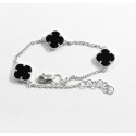 Срібний Браслет Van Cleef з чорним оніксом три конюшини