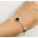 Срібний Браслет Van Cleef з чорним оніксом три конюшини