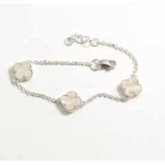 Срібний Браслет Van Cleef з перламутром три конюшини