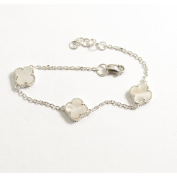 Серебряный Браслет Van Cleef с перламутром три клевера