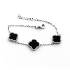 Срібний Браслет Van Cleef з оніксом Срібний Браслет Van Cleef з оніксом