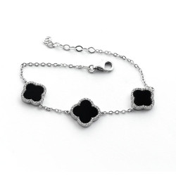 Серебряный Браслет Van Cleef с ониксом
