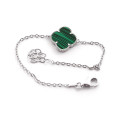 Срібний Браслет конюшина Van Cleef з малахітом Срібний Браслет конюшина Van Cleef з малахітом