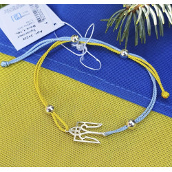 Серебряный Шелковый браслет с гербом Украины