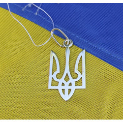Большой серебряный кулон тризуб Украины