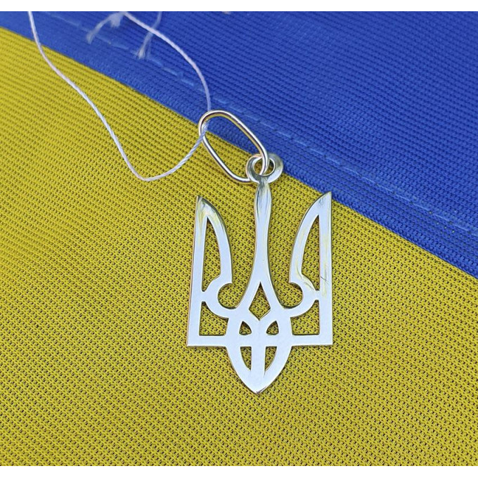 Большой серебряный кулон тризуб Украины Большой серебряный кулон тризуб Украины
