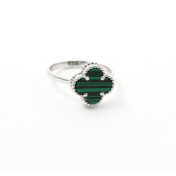 Серебряное Кольцо Van Cleef с малахитом