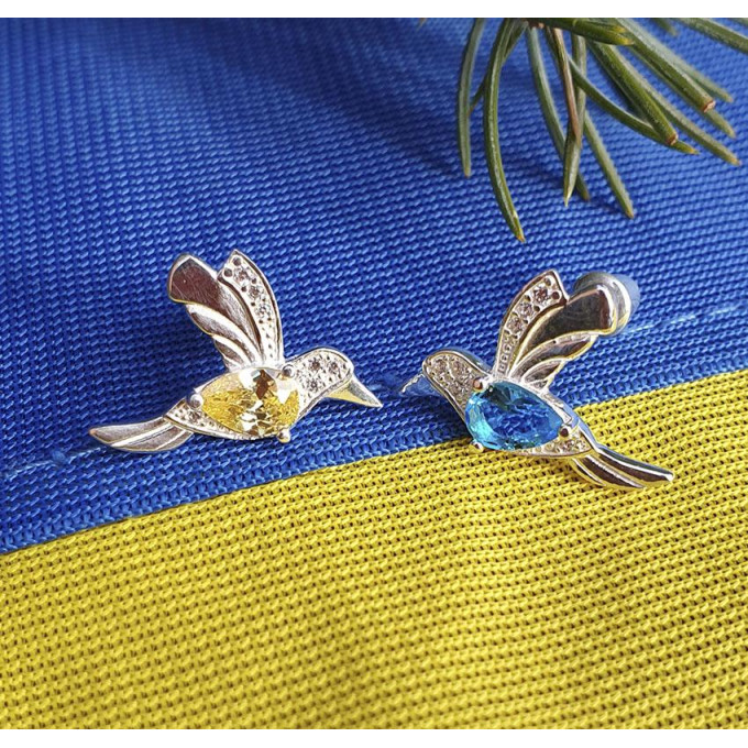 Срібні Сережки колібрі Срібні Сережки колібрі