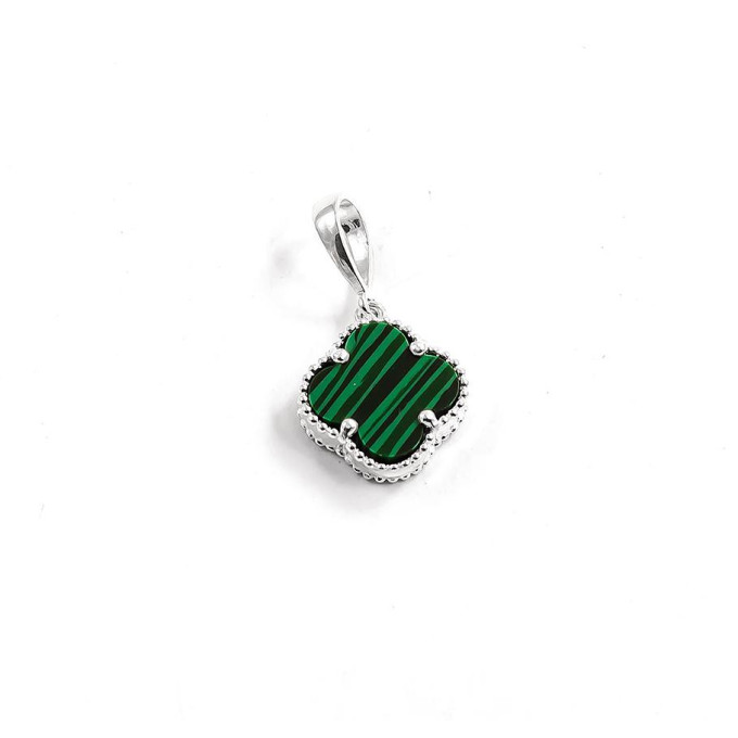Срібний Підвіска Van Cleef конюшина з малахітом Срібний Підвіска Van Cleef конюшина з малахітом