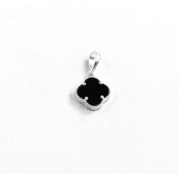 Серебряный Кулон Van Cleef клевер с ониксом Серебряный Кулон Van Cleef клевер с ониксом