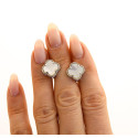 Срібні Сережки конюшина Van Cleef з Перламутром Срібні Сережки конюшина Van Cleef з Перламутром