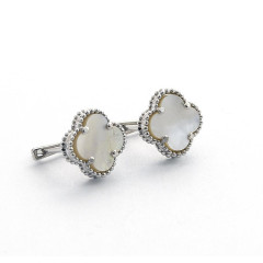 Срібні Сережки конюшина Van Cleef з Перламутром
