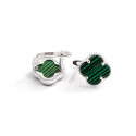 Срібні Сережки Van Cleef конюшина з малахітом Срібні Сережки Van Cleef конюшина з малахітом