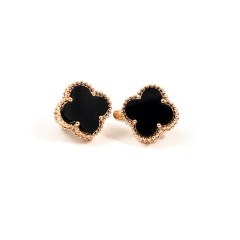 Золоті сережки Van Cleef з оніксом Золоті сережки Van Cleef з оніксом