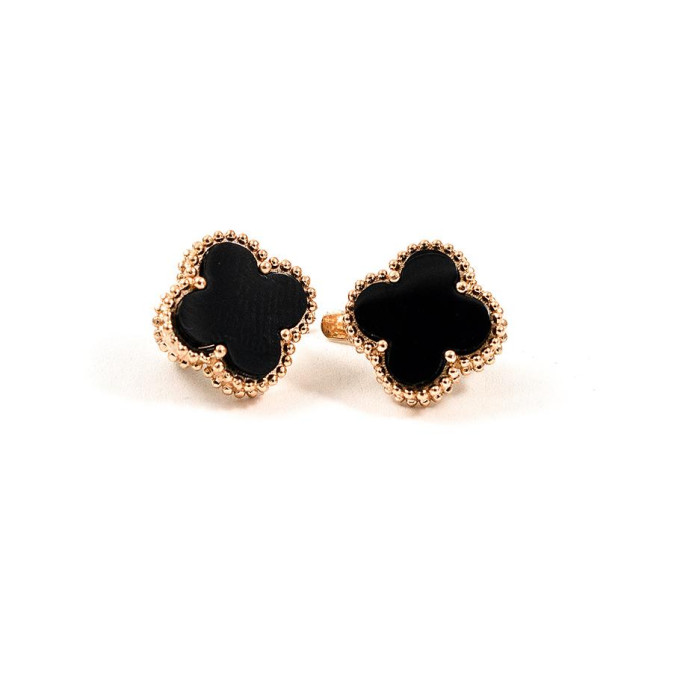 Золоті сережки Van Cleef з оніксом Золоті сережки Van Cleef з оніксом