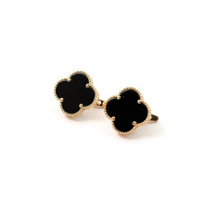 Золоті сережки Van Cleef з оніксом Золоті сережки Van Cleef з оніксом