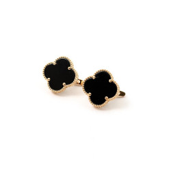 Золотые серьги Van Cleef с ониксом
