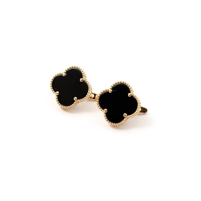 Золоті сережки Van Cleef з оніксом Золоті сережки Van Cleef з оніксом