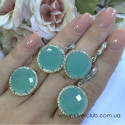 Сережки з круглим каменем