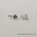 Серьги с круглым камнем из серебра  